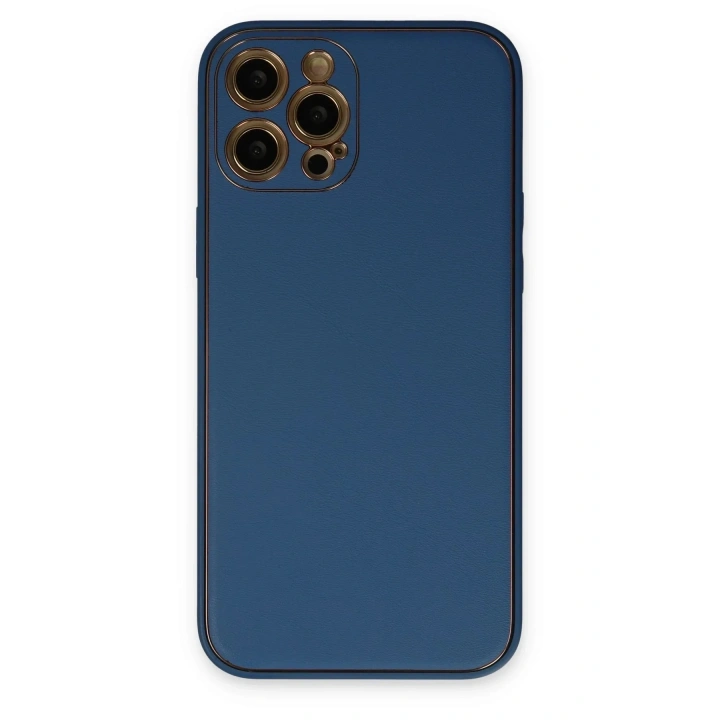 Mey İthalat®  iPhone 12 Pro Max Kılıf Coco Deri Silikon Kapak - Açık Mavi