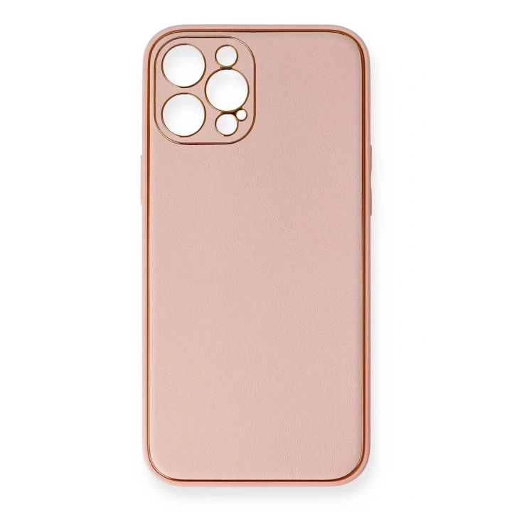 Mey İthalat®  iPhone 12 Pro Max Kılıf Coco Deri Silikon Kapak - Pembe