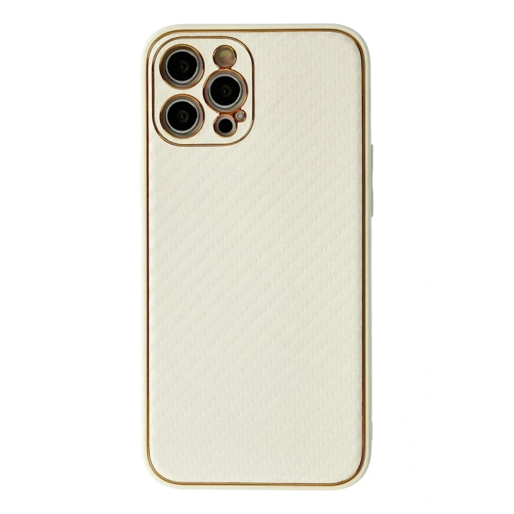 Mey İthalat®  iPhone 12 Pro Max Kılıf Coco Karbon Silikon - Beyaz
