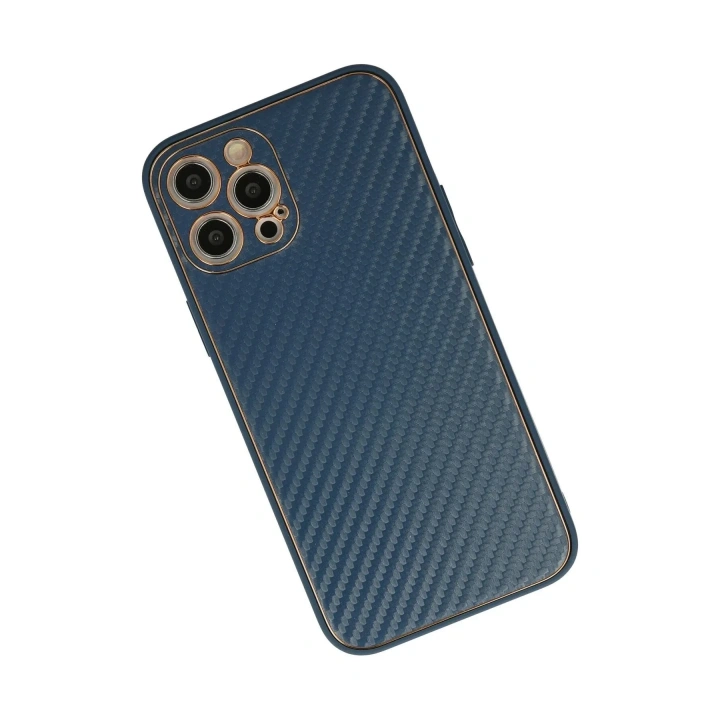 Mey İthalat®  iPhone 12 Pro Max Kılıf Coco Karbon Silikon - Mavi