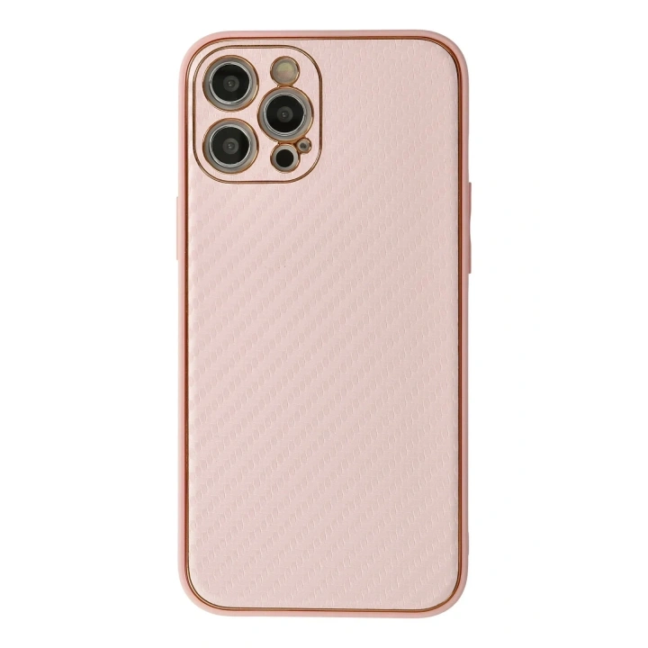 Mey İthalat®  iPhone 12 Pro Max Kılıf Coco Karbon Silikon - Pembe