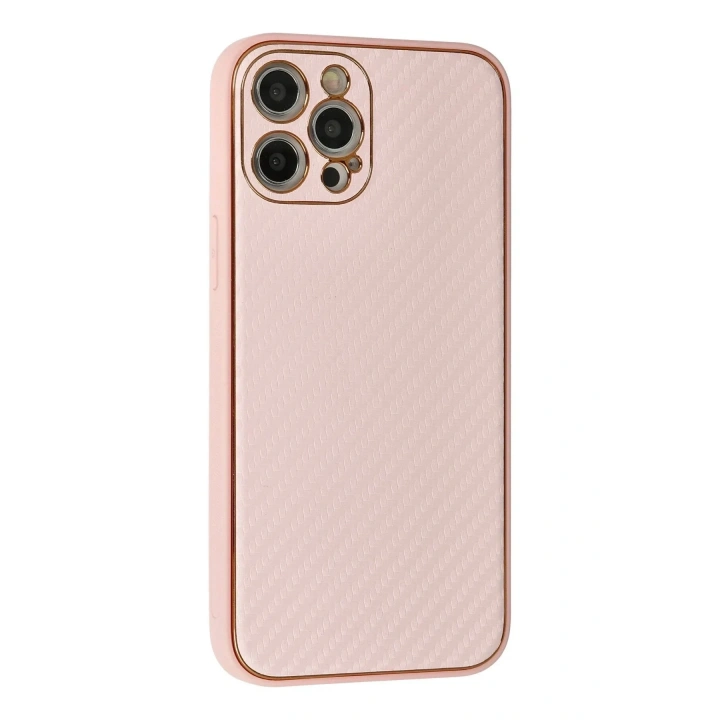 Mey İthalat®  iPhone 12 Pro Max Kılıf Coco Karbon Silikon - Pembe