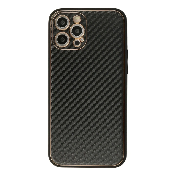 Mey İthalat®  iPhone 12 Pro Max Kılıf Coco Karbon Silikon - Siyah