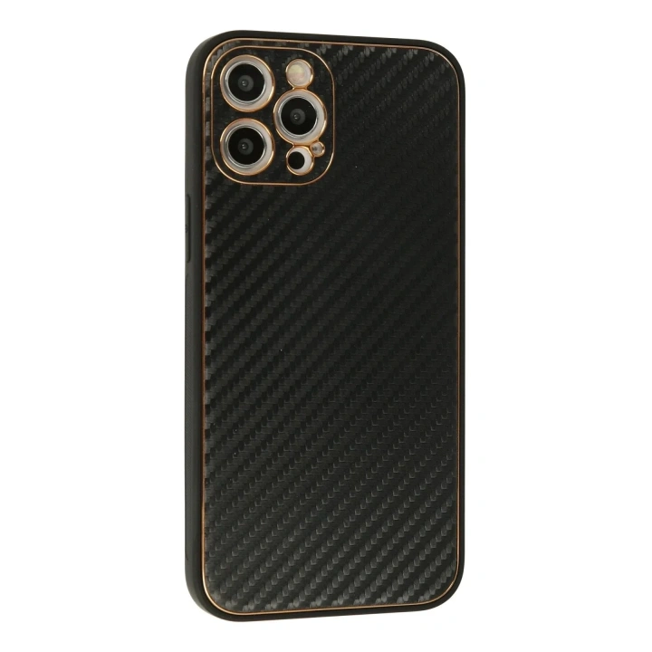 Mey İthalat®  iPhone 12 Pro Max Kılıf Coco Karbon Silikon - Siyah