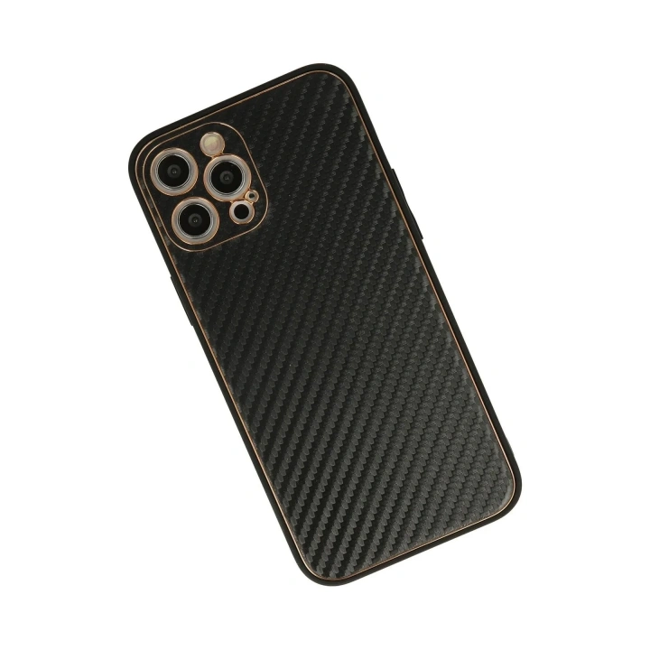 Mey İthalat®  iPhone 12 Pro Max Kılıf Coco Karbon Silikon - Siyah