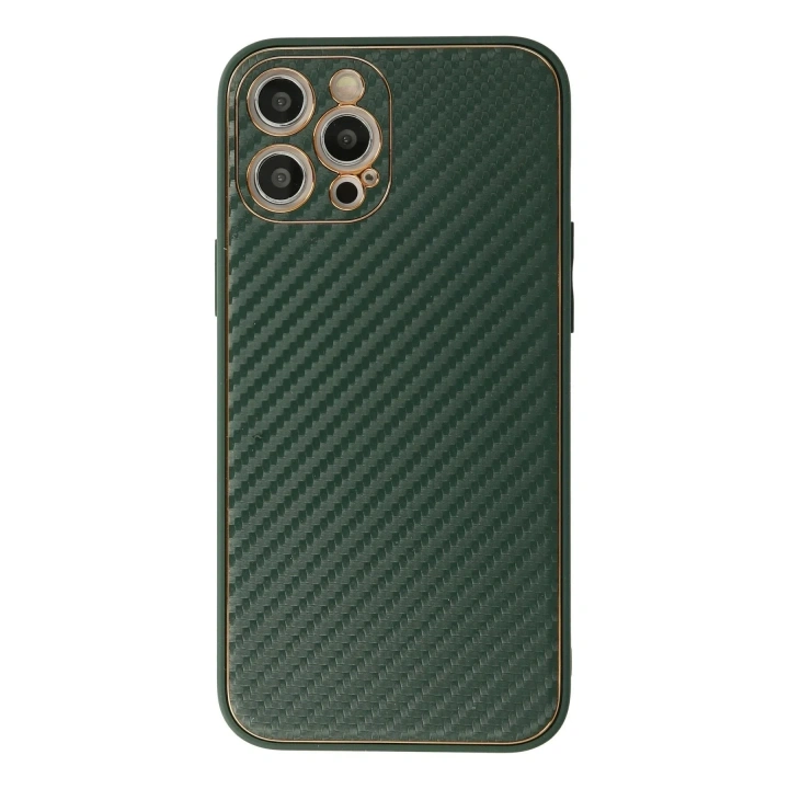 Mey İthalat®  iPhone 12 Pro Max Kılıf Coco Karbon Silikon - Yeşil