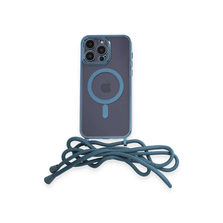 Mey İthalat®  iPhone 12 Pro Max Kılıf Divo Lazer Askılı Magsafe Kapak - Sierra Blue