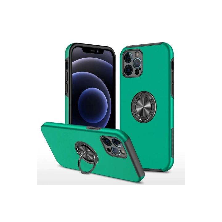 Mey İthalat®  iPhone 12 Pro Max Kılıf Elit Yüzüklü Kapak - Yeşil