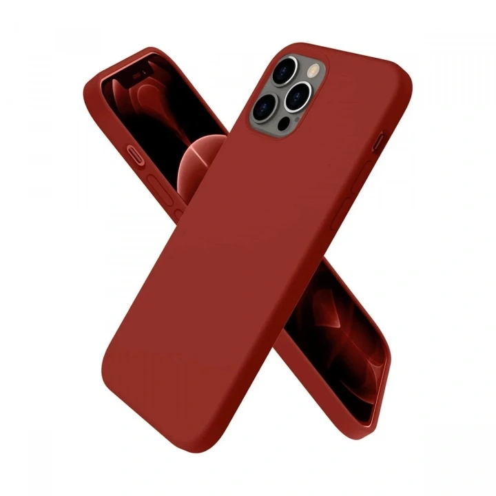 Mey İthalat®  iPhone 12 Pro Max Kılıf First Silikon - Bordo