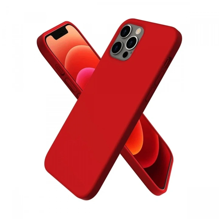 Mey İthalat®  iPhone 12 Pro Max Kılıf First Silikon - Koyu Kırmızı
