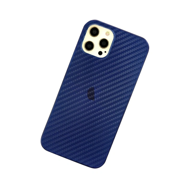 Mey İthalat®  iPhone 12 Pro Max Kılıf Karbon PP Silikon - Mavi