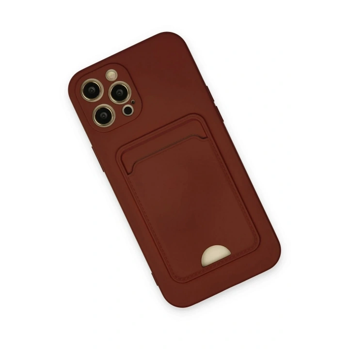 Mey İthalat®  iPhone 12 Pro Max Kılıf Kelvin Kartvizitli Silikon - Bordo