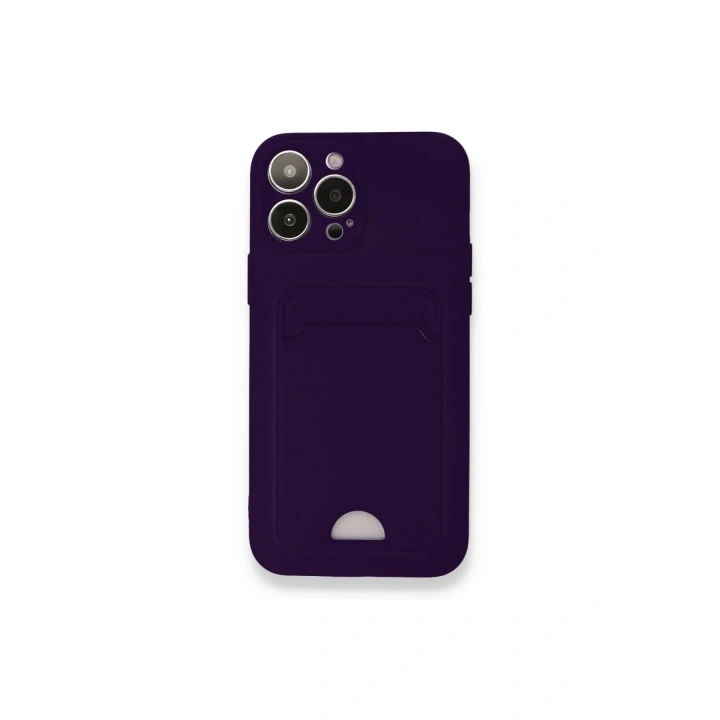 Mey İthalat®  iPhone 12 Pro Max Kılıf Kelvin Kartvizitli Silikon - Derin Mor
