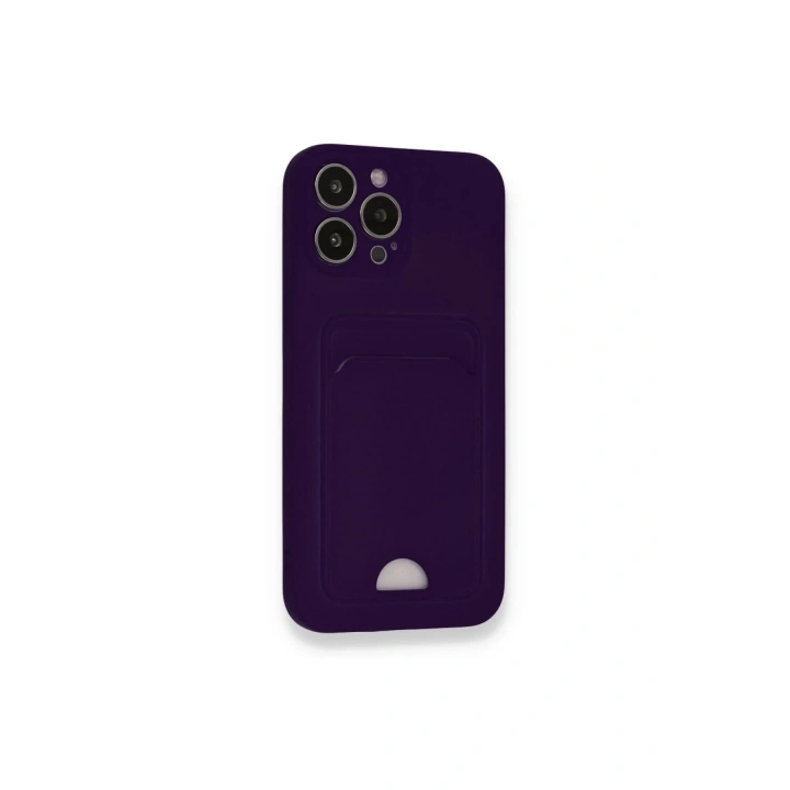 Mey İthalat®  iPhone 12 Pro Max Kılıf Kelvin Kartvizitli Silikon - Derin Mor