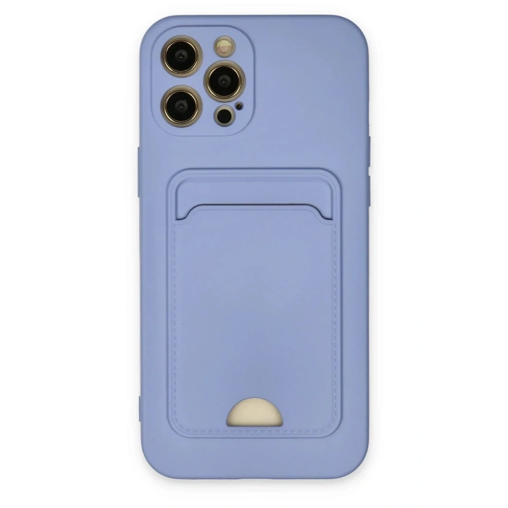 Mey İthalat®  iPhone 12 Pro Max Kılıf Kelvin Kartvizitli Silikon - Lila