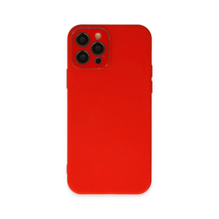 Mey İthalat®  iPhone 12 Pro Max Kılıf Lansman Glass Kapak - Kırmızı