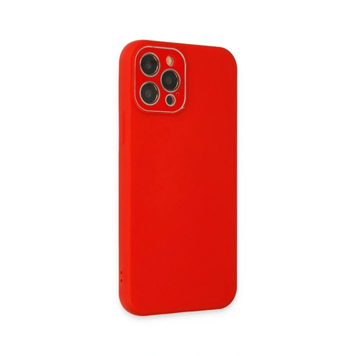 Mey İthalat®  iPhone 12 Pro Max Kılıf Lansman Glass Kapak - Kırmızı