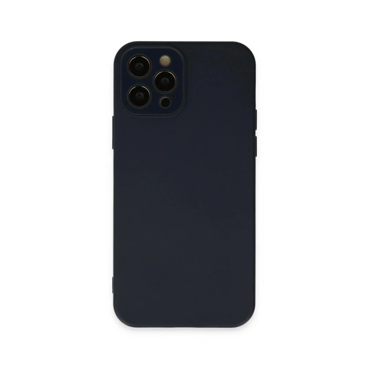 Mey İthalat®  iPhone 12 Pro Max Kılıf Lansman Glass Kapak - Lacivert
