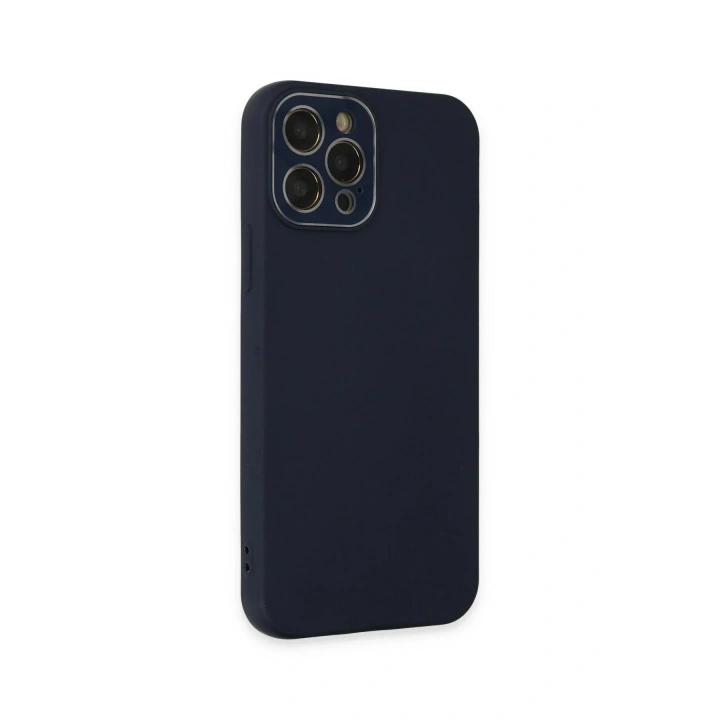 Mey İthalat®  iPhone 12 Pro Max Kılıf Lansman Glass Kapak - Lacivert