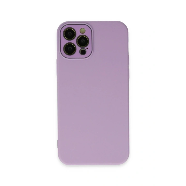 Mey İthalat®  iPhone 12 Pro Max Kılıf Lansman Glass Kapak - Lila