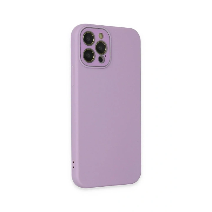 Mey İthalat®  iPhone 12 Pro Max Kılıf Lansman Glass Kapak - Lila