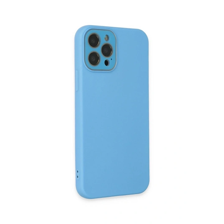 Mey İthalat®  iPhone 12 Pro Max Kılıf Lansman Glass Kapak - Mavi