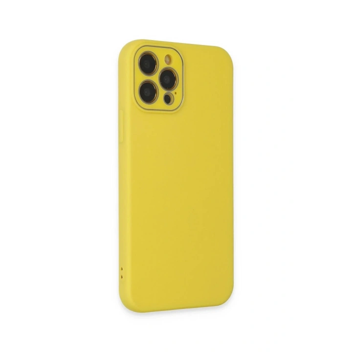 Mey İthalat®  iPhone 12 Pro Max Kılıf Lansman Glass Kapak - Sarı