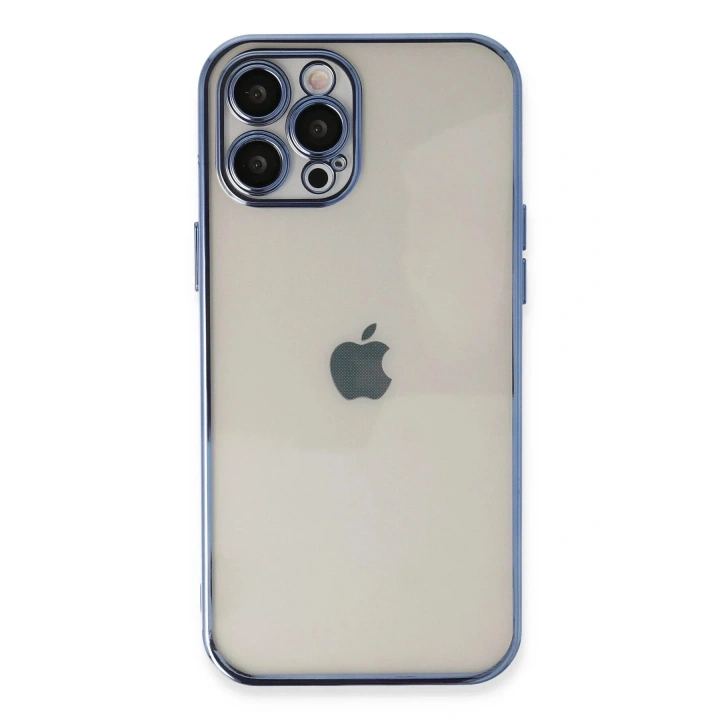 Mey İthalat®  iPhone 12 Pro Max Kılıf  Lensli Silikon - Açık Mavi