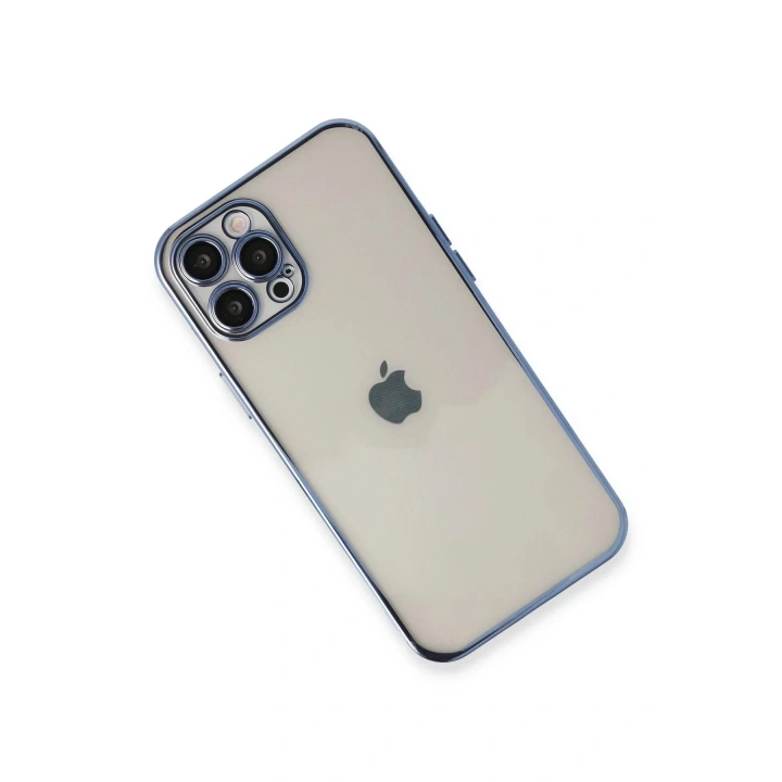 Mey İthalat®  iPhone 12 Pro Max Kılıf  Lensli Silikon - Açık Mavi