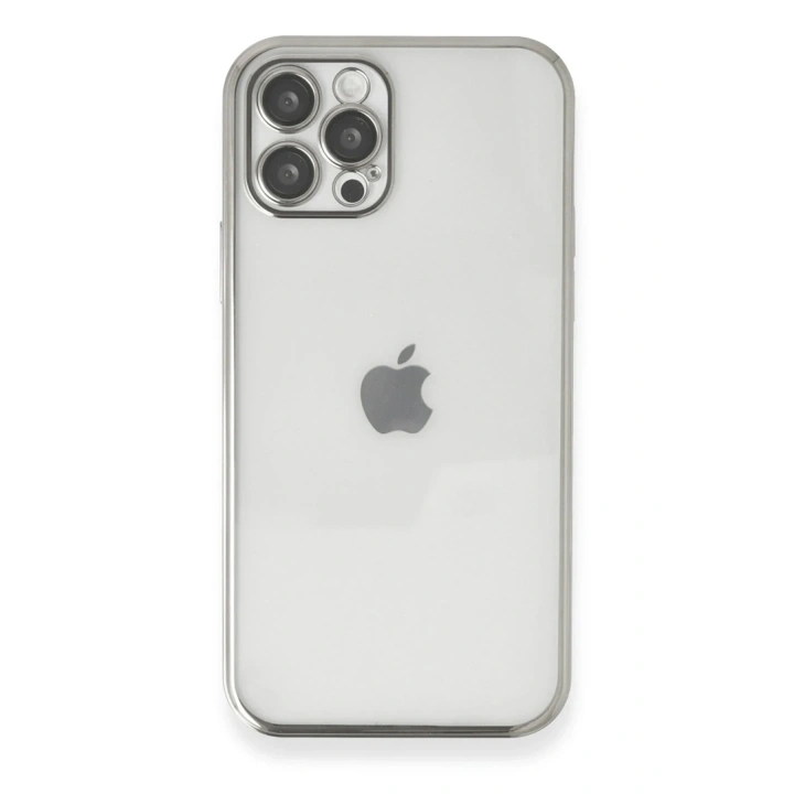 Mey İthalat®  iPhone 12 Pro Max Kılıf  Lensli Silikon - Gümüş