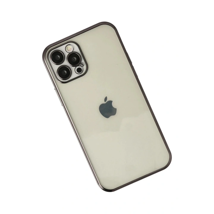 Mey İthalat®  iPhone 12 Pro Max Kılıf  Lensli Silikon - Siyah