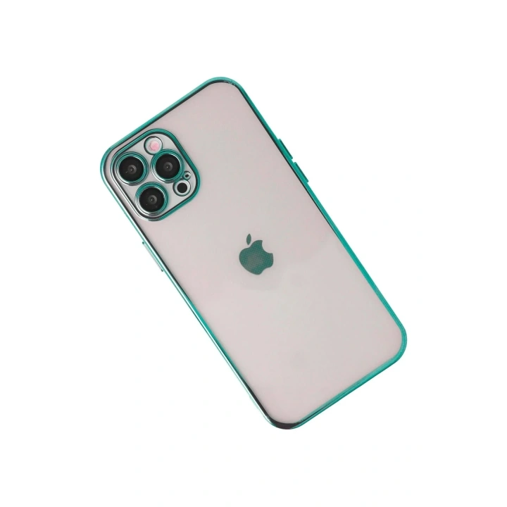 Mey İthalat®  iPhone 12 Pro Max Kılıf  Lensli Silikon - Yeşil