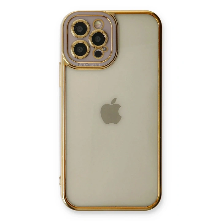 Mey İthalat®  iPhone 12 Pro Max Kılıf Liva Lens Silikon - Lila