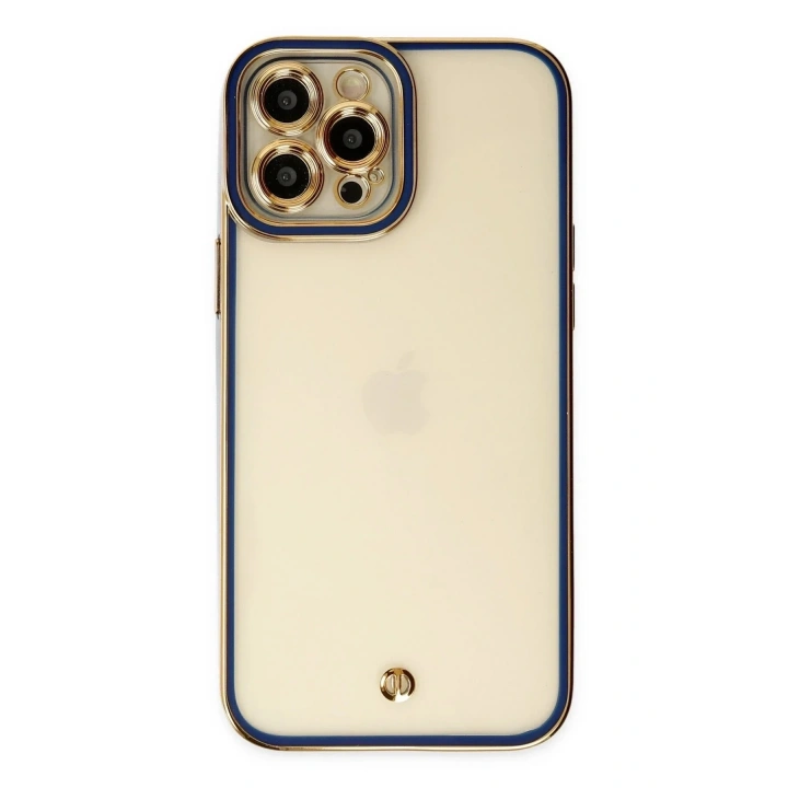 Mey İthalat®  iPhone 12 Pro Max Kılıf Liva Lens Silikon - Mavi