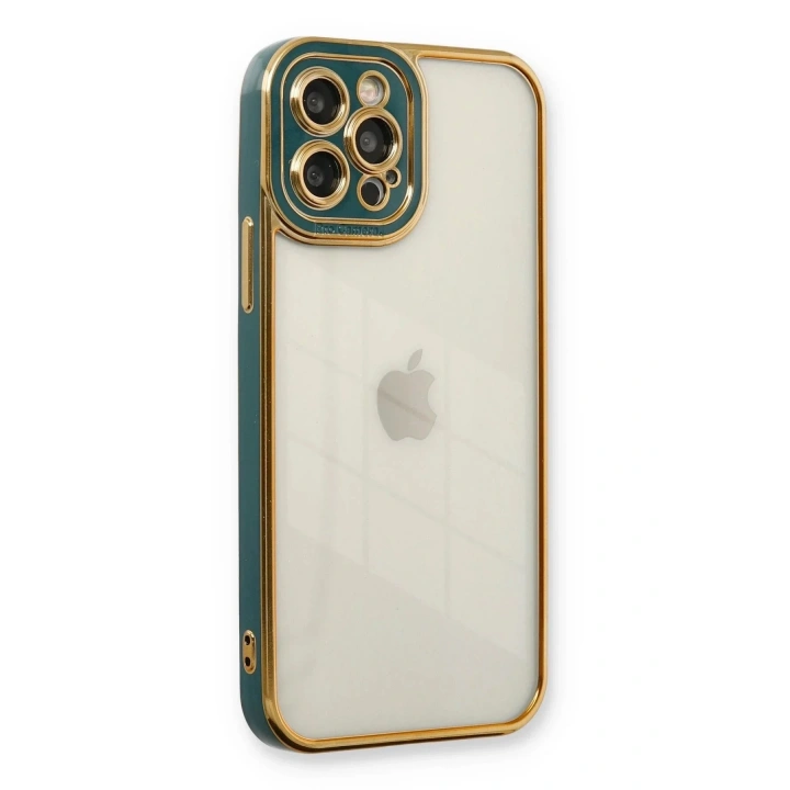 Mey İthalat®  iPhone 12 Pro Max Kılıf Liva Lens Silikon - Yeşil