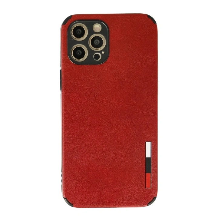 Mey İthalat®  iPhone 12 Pro Max Kılıf Loop Deri Silikon - Kırmızı