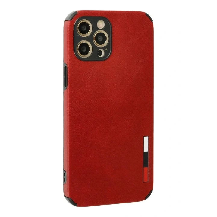 Mey İthalat®  iPhone 12 Pro Max Kılıf Loop Deri Silikon - Kırmızı