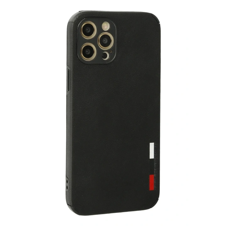 Mey İthalat®  iPhone 12 Pro Max Kılıf Loop Deri Silikon - Siyah