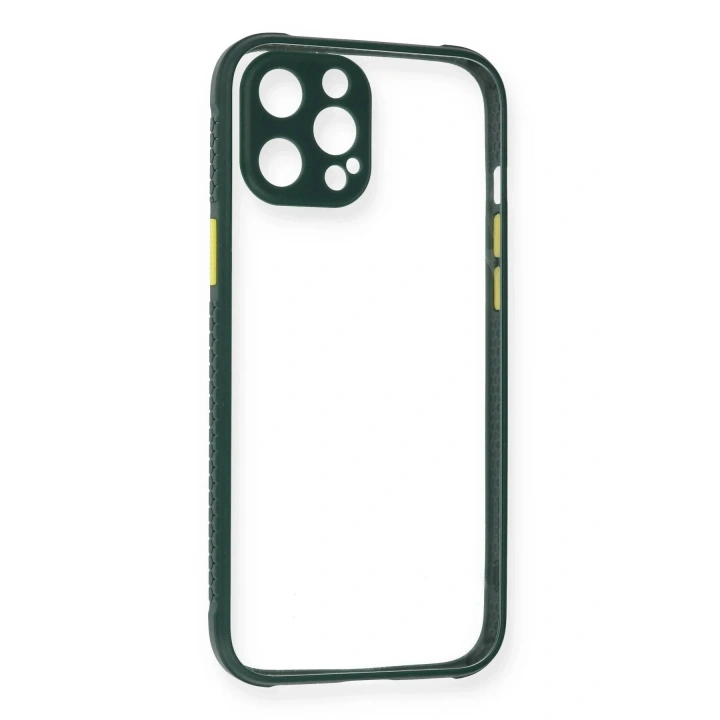 Mey İthalat®  iPhone 12 Pro Max Kılıf Miami Şeffaf Silikon - Koyu Yeşil