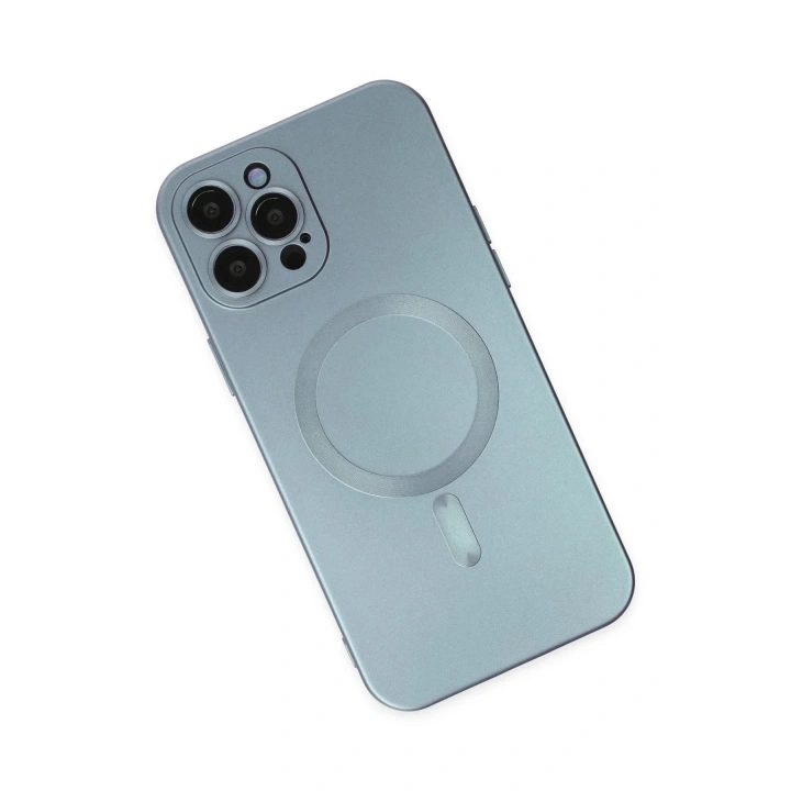 Mey İthalat®  iPhone 12 Pro Max Kılıf Moshi Lens Magneticsafe Silikon - Sierra Blue