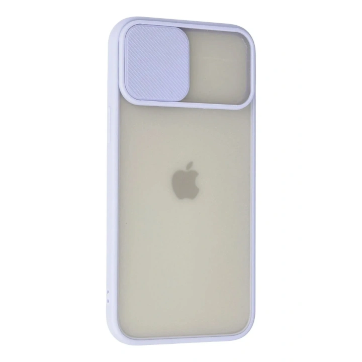 Mey İthalat®  iPhone 12 Pro Max Kılıf Palm Buzlu Kamera Sürgülü Silikon - Lila