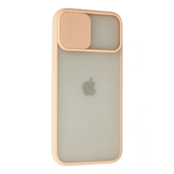 Mey İthalat®  iPhone 12 Pro Max Kılıf Palm Buzlu Kamera Sürgülü Silikon - Pembe