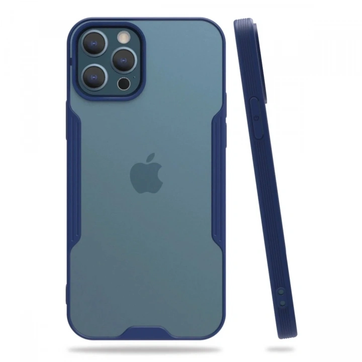 Mey İthalat®  iPhone 12 Pro Max Kılıf Platin Silikon - Lacivert