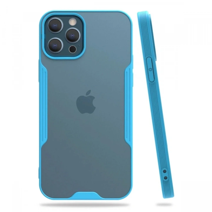 Mey İthalat®  iPhone 12 Pro Max Kılıf Platin Silikon - Mavi