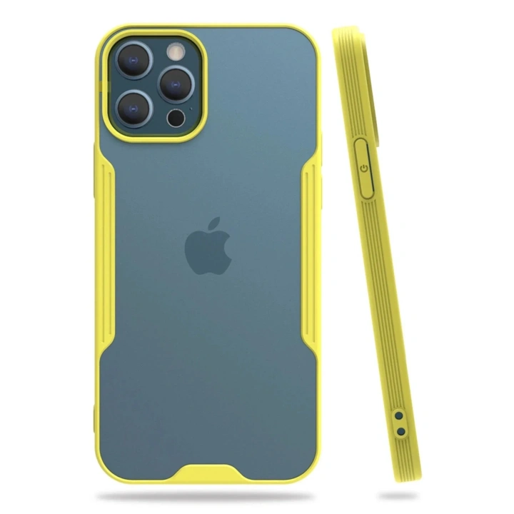 Mey İthalat®  iPhone 12 Pro Max Kılıf Platin Silikon - Sarı