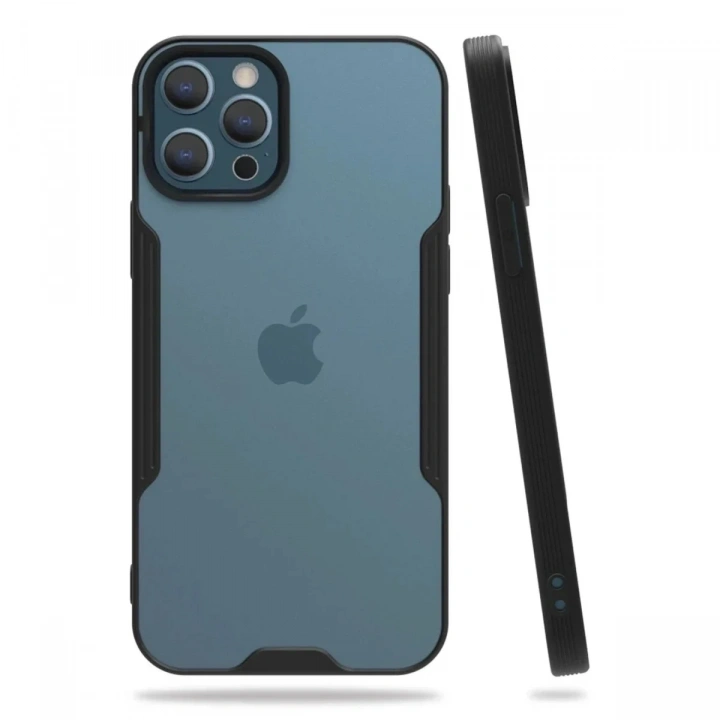 Mey İthalat®  iPhone 12 Pro Max Kılıf Platin Silikon - Siyah