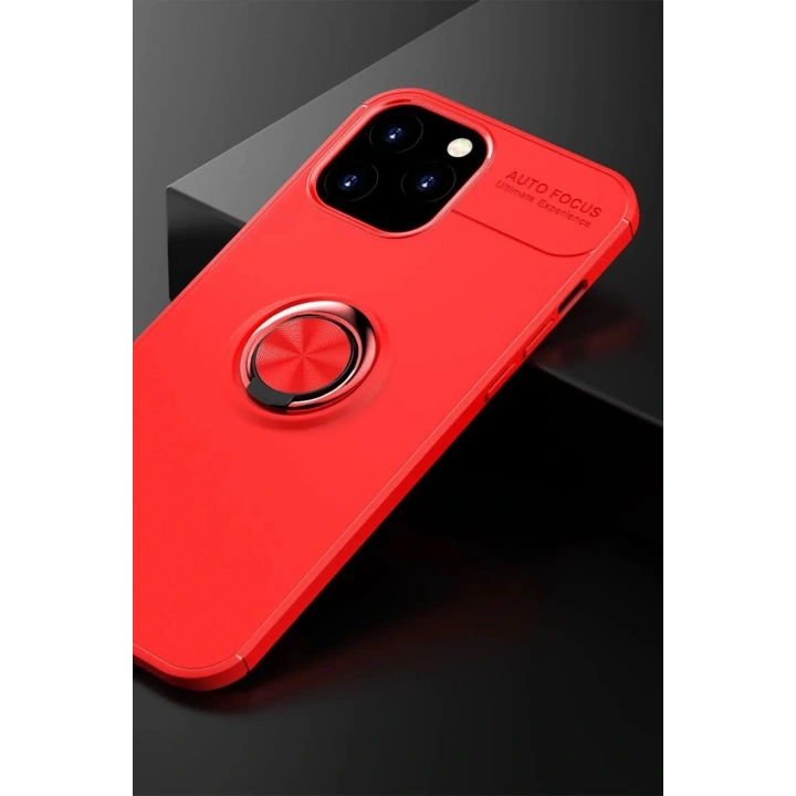 Mey İthalat®  iPhone 12 Pro Max Kılıf Range Yüzüklü Silikon - Kırmızı