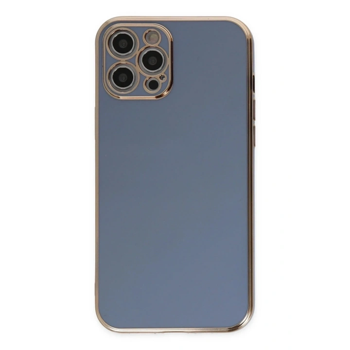 Mey İthalat®  iPhone 12 Pro Max Kılıf Volet Silikon - Mavi