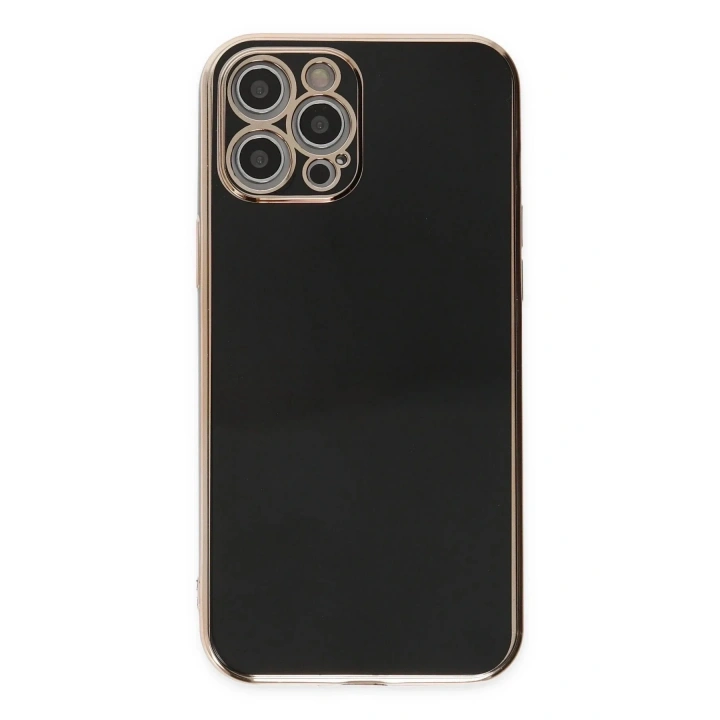 Mey İthalat®  iPhone 12 Pro Max Kılıf Volet Silikon - Siyah