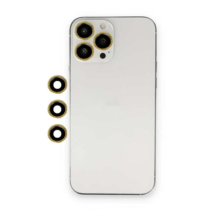 Mey İthalat®  iPhone 12 Pro Max Shine Kamera Lens - Gold